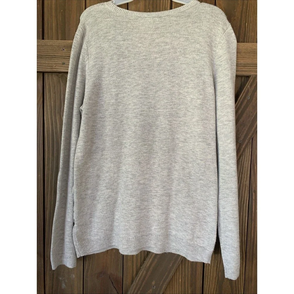 Talbots Gray Ruffle Sweater Womens M Fair Isle Winter Lambswool Wool Blend - Picture 6 of 8
